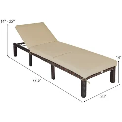 Tangkula Rattan Wicker Chaise Lounge Chair, Outdoor Patio Lounger Recliner Chair w/Adjustable Backrest