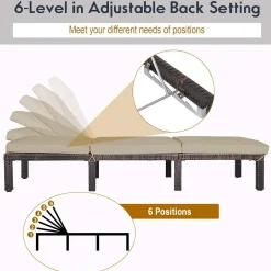 Tangkula Rattan Wicker Chaise Lounge Chair, Outdoor Patio Lounger Recliner Chair w/Adjustable Backrest