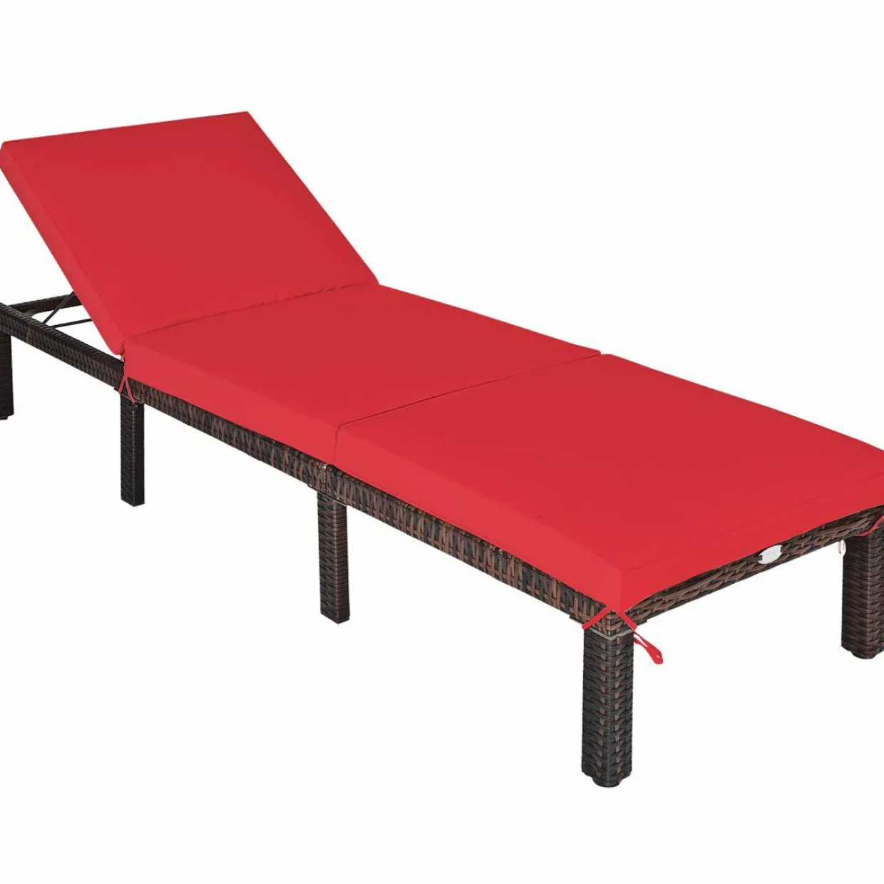 Tangkula Rattan Wicker Chaise Lounge Chair, Outdoor Patio Lounger Recliner Chair w/Adjustable Backrest