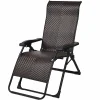 Tangkula Rattan Zero Gravity Chair, Outdoor Adjustable Folding Lounge Chair with Widened Armrest & Locking System