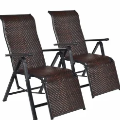 Tangkula Rattan Zero Gravity Chair, Outdoor Adjustable Folding Lounge Chair with Widened Armrest & Locking System