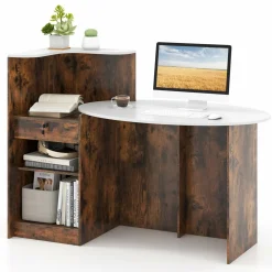 Tangkula Reception Desk, Front Counter Desk with Lockable Drawers