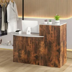 Tangkula Reception Desk, Front Counter Desk with Lockable Drawers