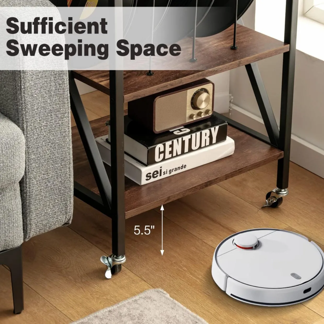 TANGKULA Record Player Stand, 3 Tier Rolling Turntable Stand