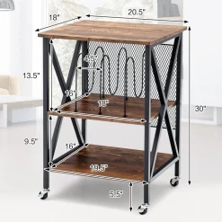 TANGKULA Record Player Stand, 3 Tier Rolling Turntable Stand