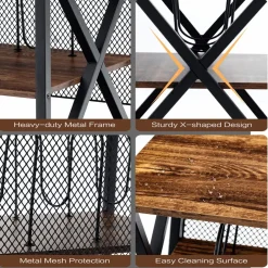 TANGKULA Record Player Stand, 3 Tier Rolling Turntable Stand