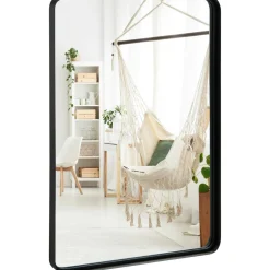 Tangkula Rectangular Wall Mirror, Modern Mirror with Solid Steel Frame & Rounded Corners