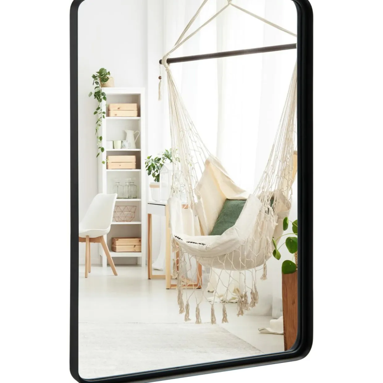 Tangkula Rectangular Wall Mirror, Modern Mirror with Solid Steel Frame & Rounded Corners