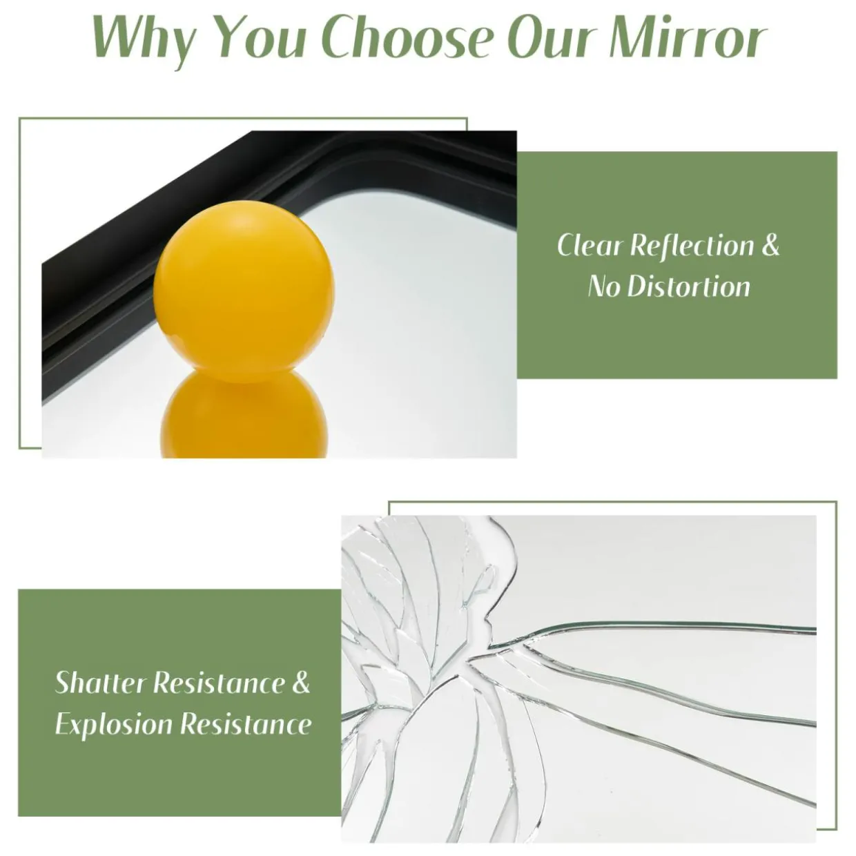 Tangkula Rectangular Wall Mirror, Modern Mirror with Solid Steel Frame & Rounded Corners