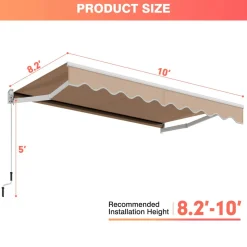 Tangkula Retractable Awning, Aluminum Patio Sun Shade