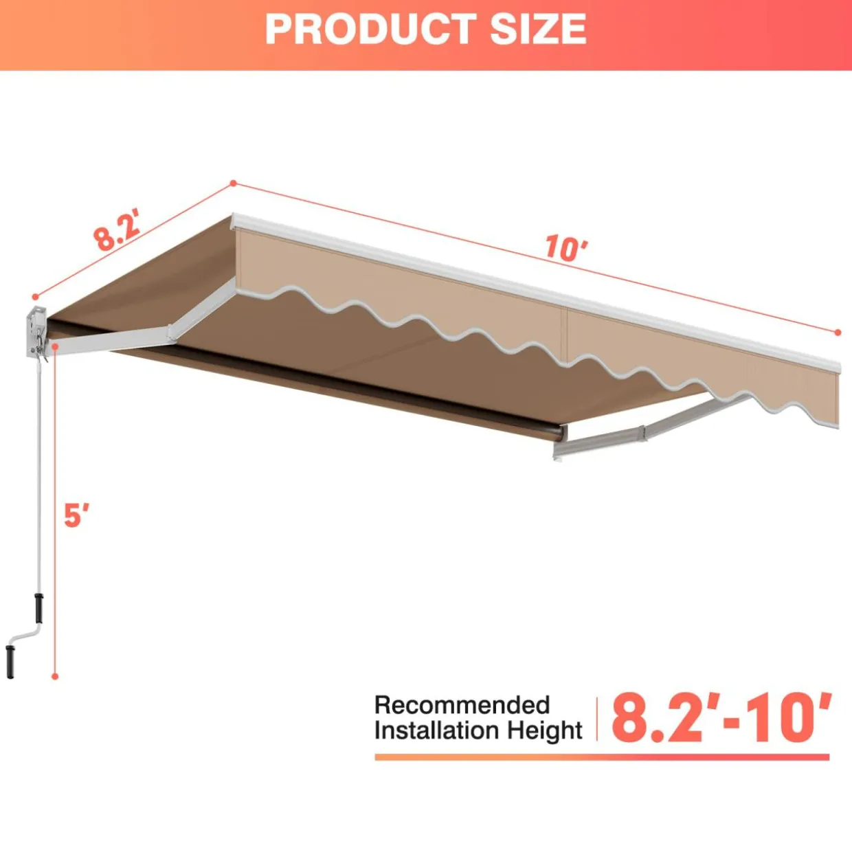 Tangkula Retractable Awning, Aluminum Patio Sun Shade