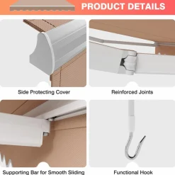 Tangkula Retractable Awning, Aluminum Patio Sun Shade