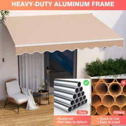 Tangkula Retractable Awning, Aluminum Patio Sun Shade