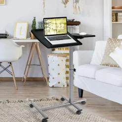 Tangkula Rolling Laptop Desk, Mobile Laptop Stand with Tilting Tabletop