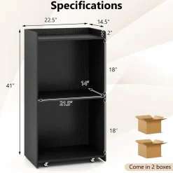 Tangkula Rolling Podium Stand, Mobile Lectern Stand with 2 Shelves & Lockable Wheels