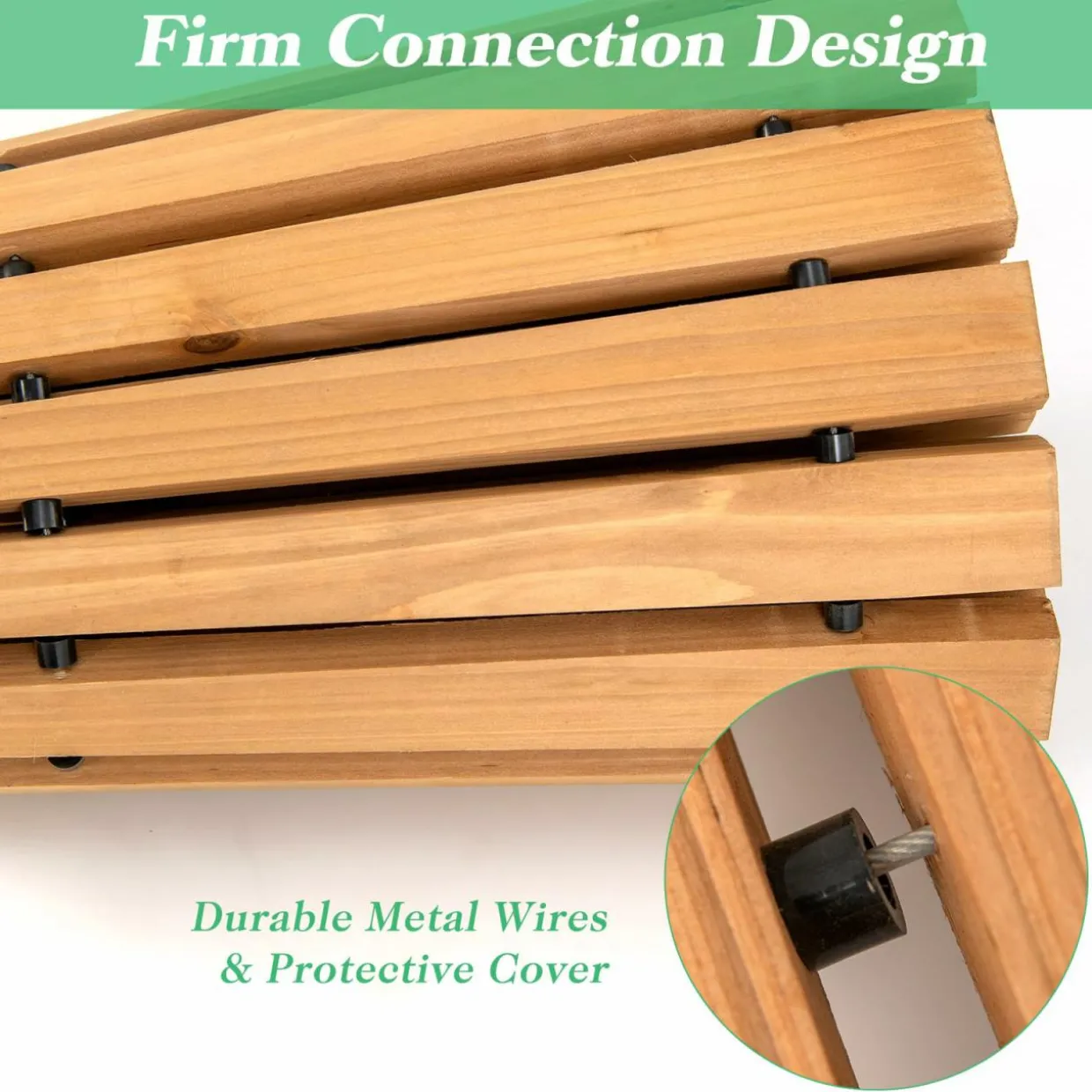 Tangkula Roll-Out Garden Pathway, 7 FT Wooden Garden Pathway w/Non-Slip Surface, Metal Wires with Plastic Sheath