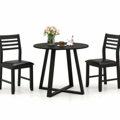 Tangkula Round Dining Table Set , Dinette Set with Table and Padded PU Chairs