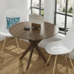 Tangkula Round Dining Table, Stylish Table with 36" Tabletop & Sturdy Wood Legs