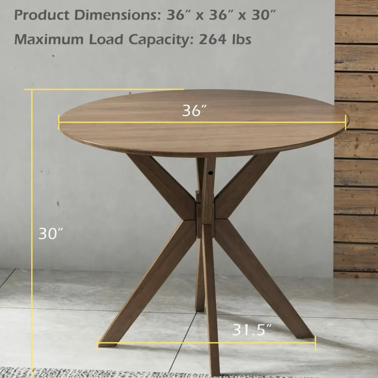 Tangkula Round Dining Table, Stylish Table with 36" Tabletop & Sturdy Wood Legs