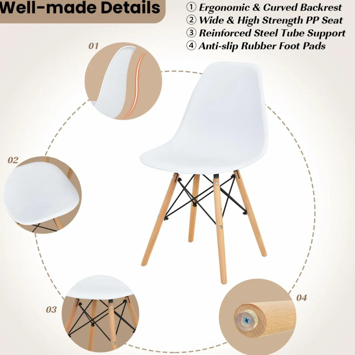 Tangkula Round Dining Table Set for 4, Kitchen Table Set with Seat & Solid Wood Legs