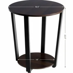 Tangkula Round End Table, 2-Tier Metal Sofa Table with Storage Shelf