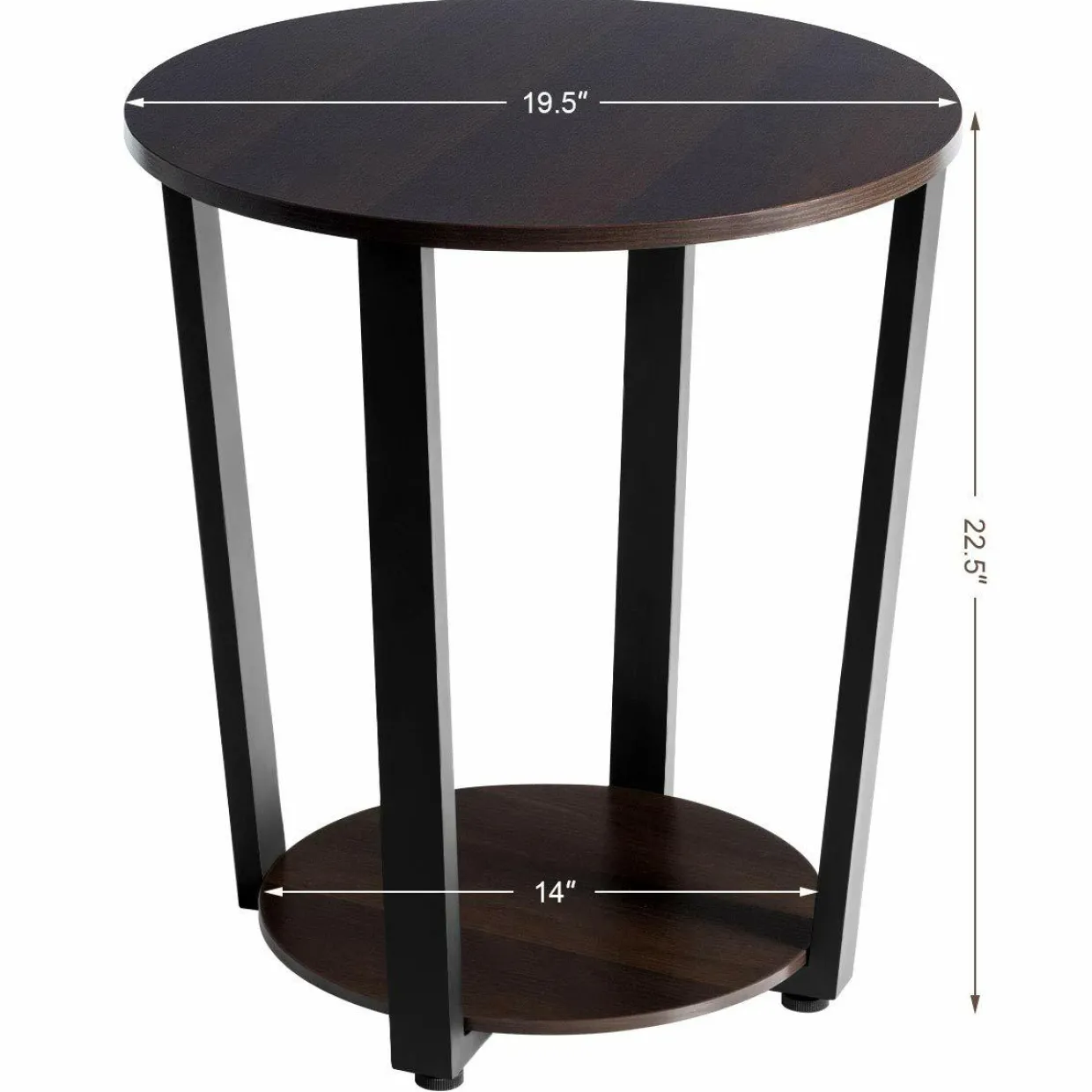 Tangkula Round End Table, 2-Tier Metal Sofa Table with Storage Shelf