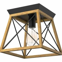 Tangkula Rustic Farmhouse Ceiling Light, Industrial Flush Mount Ceiling Light Fixture w/E26 Blub Socket
