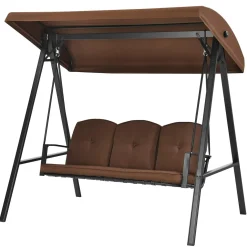 Tangkula 3-Seater Porch Swing, Outdoor Swing with Adjustable Tilt Canopy & Removable Soft Cushions