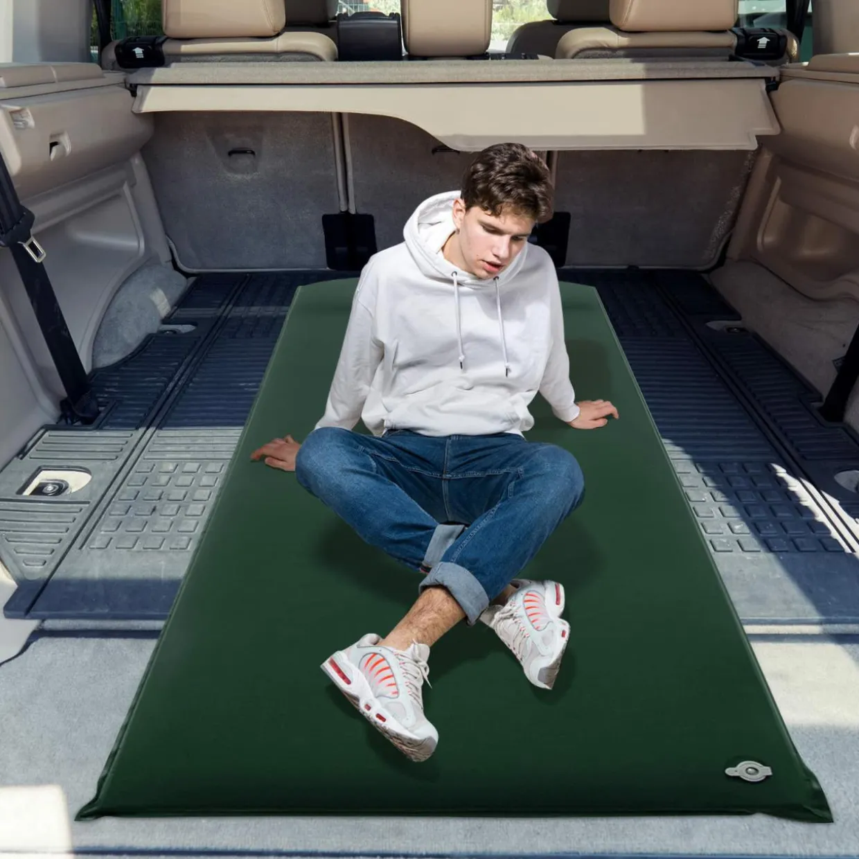 Tangkula Self-Inflating Sleeping Pad, 3 inch Thick Camping Mattress w/Built-in Valve, Green