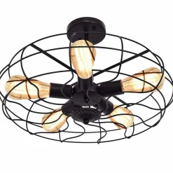 Tangkula Semi Flush Mount Light Industrial Vintage Style Metal Hanging Flush Mount Lighting with