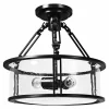 Tangkula Semi Flush Mount Ceiling Light, 3-Light Close to Ceiling Light with Bubble Glass Lampshade
