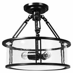 Tangkula Semi Flush Mount Ceiling Light, 3-Light Close to Ceiling Light with Bubble Glass Lampshade