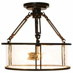 Tangkula Semi Flush Mount Ceiling Light, 3-Light Close to Ceiling Light with Bubble Glass Lampshade