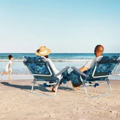 Tangkula Set of 2 Backpack Beach Chair, 5-Position Lay Flat Beach Chairs with Cooler Bag
