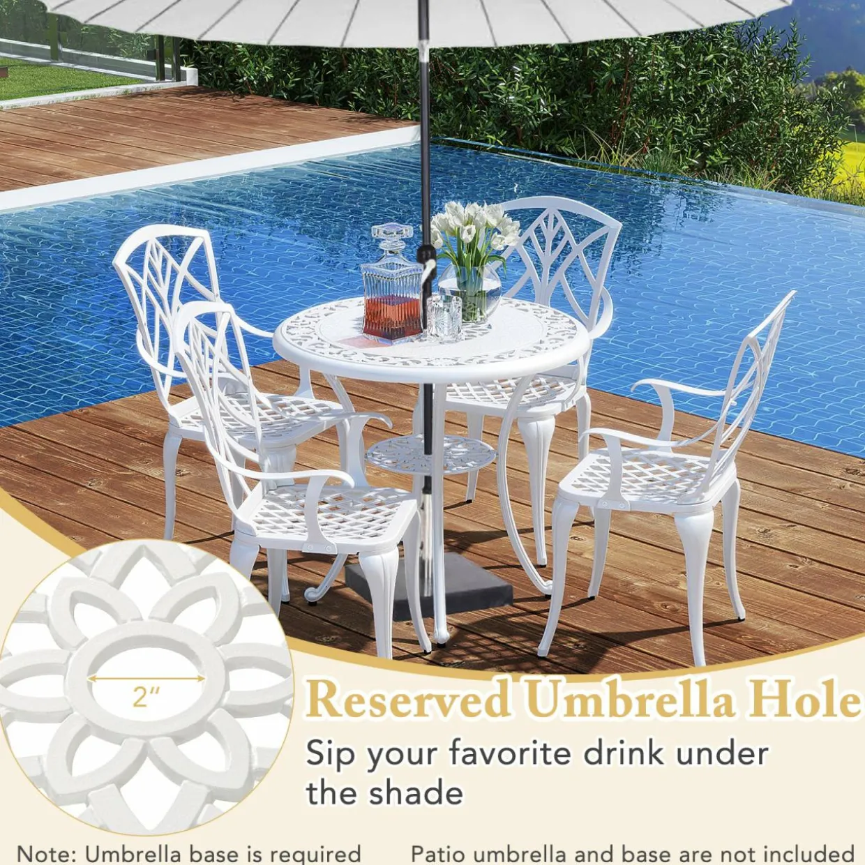 Tangkula Set of 4 Cast Aluminum Patio Dining Chairs