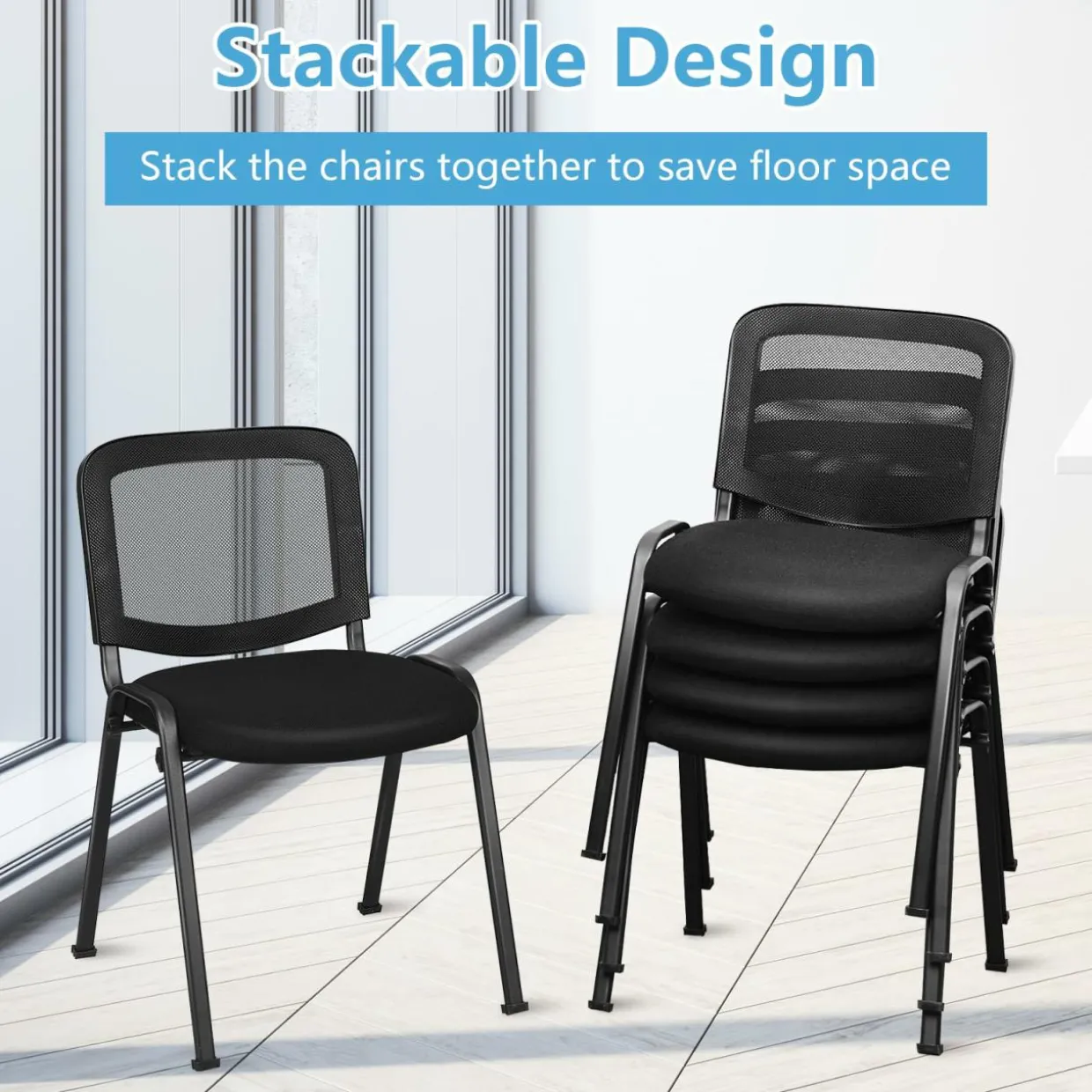 Tangkula Set of 5/10/15 Conference Chairs with Upholstered Seat
