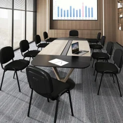Tangkula Set of 5/10/15 Conference Room Chairs, Stackable Reception Guest Chair with Waterfall Seat