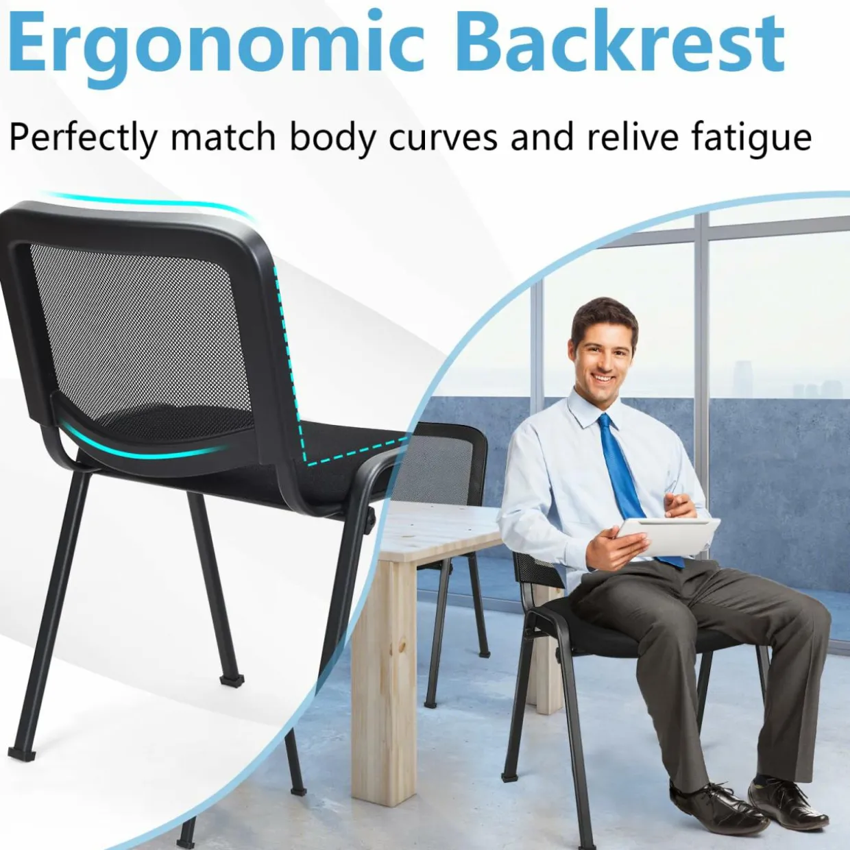 Tangkula Set of 5/10/15 Conference Chairs with Upholstered Seat