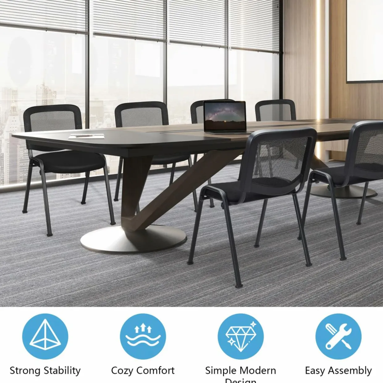 Tangkula Set of 5/10/15 Conference Chairs with Upholstered Seat