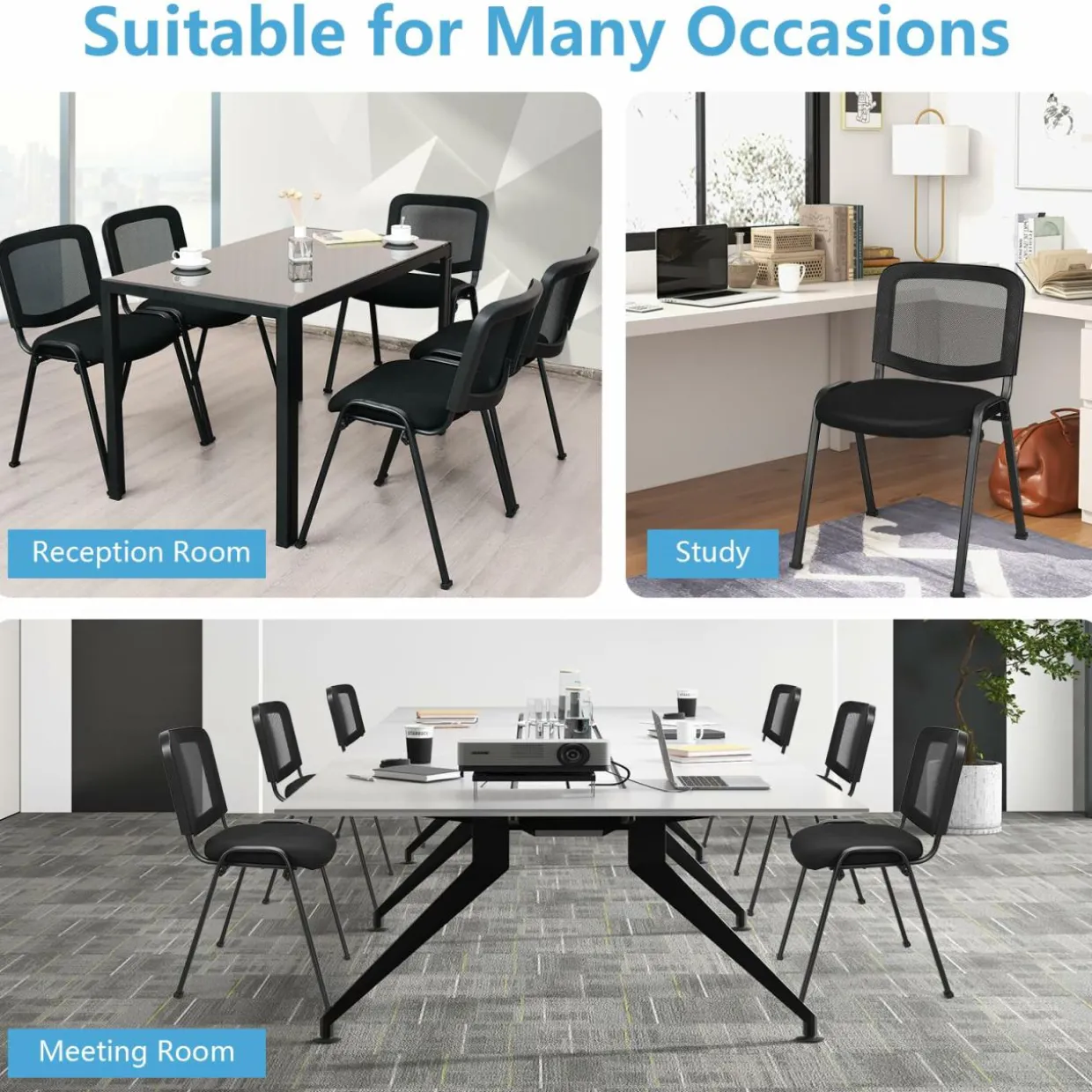 Tangkula Set of 5/10/15 Conference Chairs with Upholstered Seat