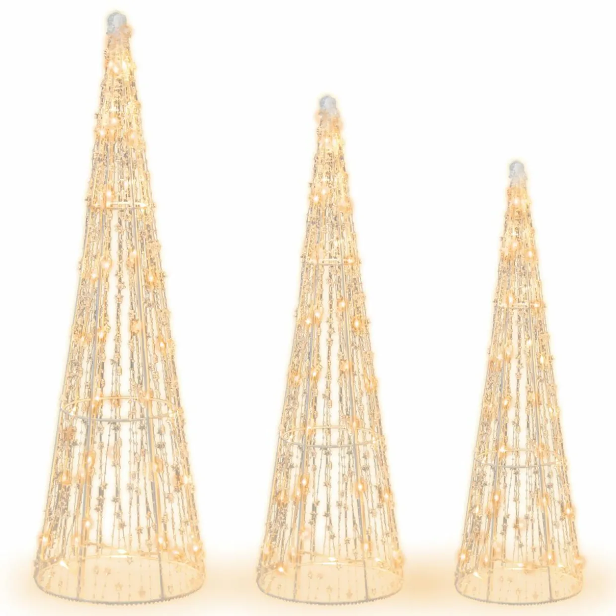 Tangkula Set of 3 Lighted Christmas Cone Trees