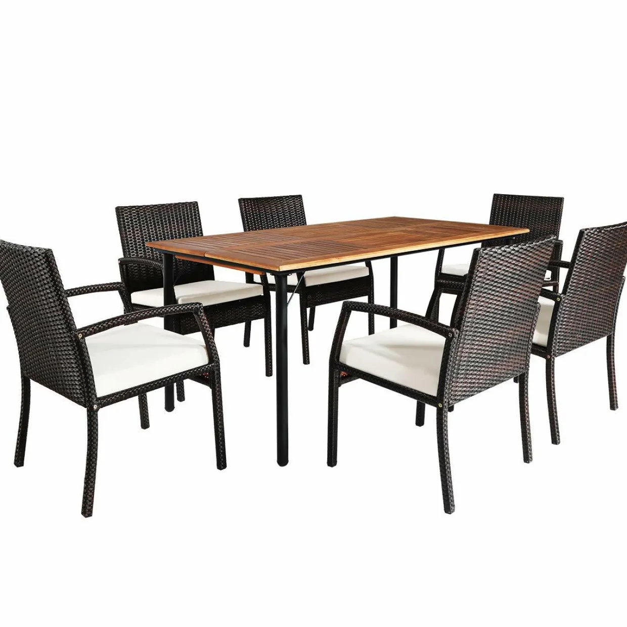 Tangkula Set of 6 Outdoor Dining Chairs, Patiojoy Weather Resistant PE Rattan Patio Chairs