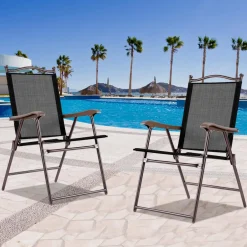 Tangkula Set of 2/4 Patio Folding Dining Chairs