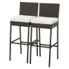 Tangkula Set of 2 Patio Wicker Barstools, Outdoor Bar Height Chair