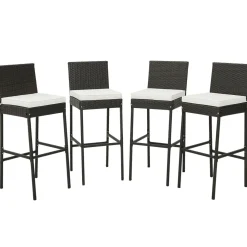 Tangkula Set of 2 Patio Wicker Barstools, Outdoor Bar Height Chair