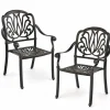 Tangkula Set of 2, Set of 4 Cast Aluminum Patio Dining Chairs, Stackable Outdoor Dining Chairs with Armrests