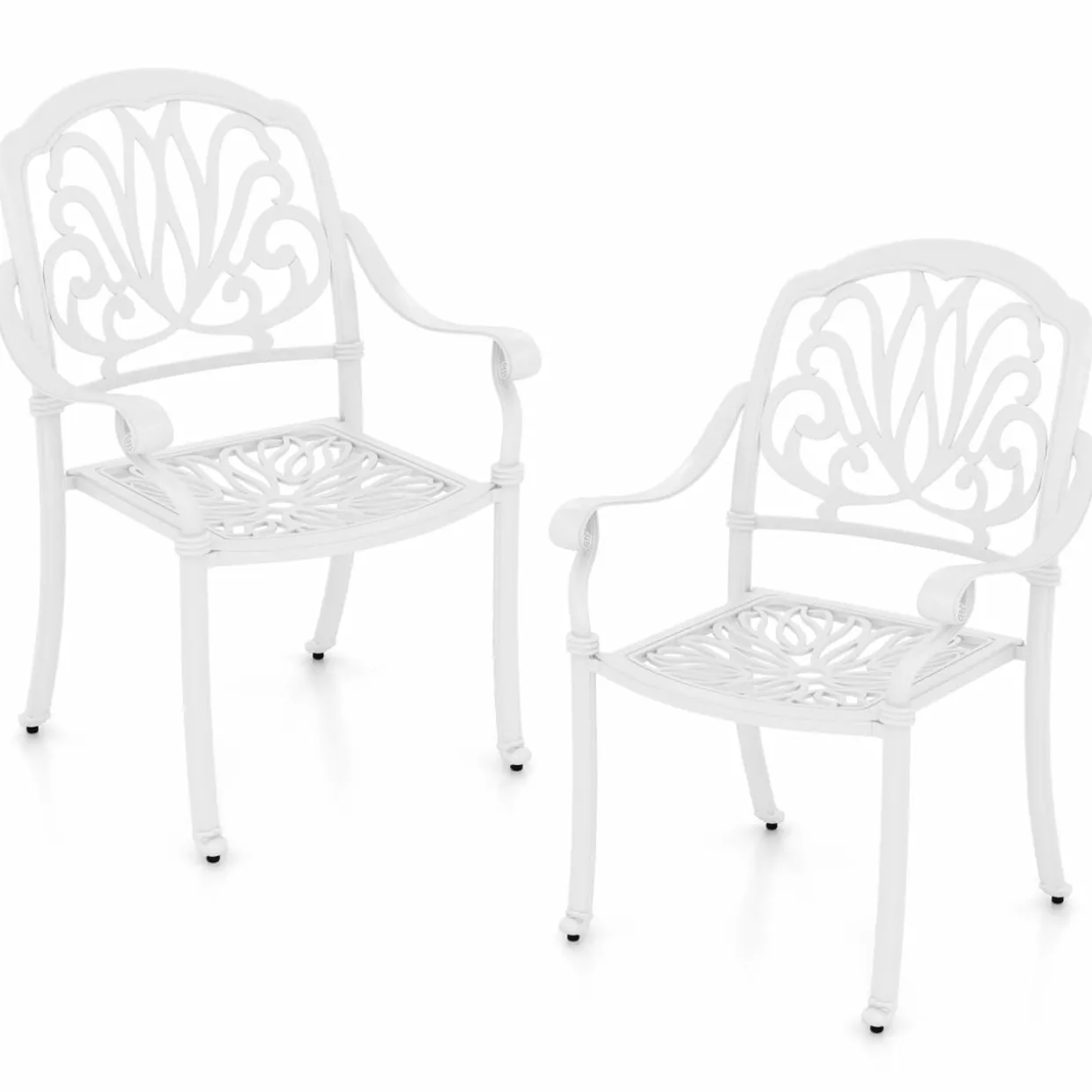 Tangkula Set of 2, Set of 4 Cast Aluminum Patio Dining Chairs, Stackable Outdoor Dining Chairs with Armrests