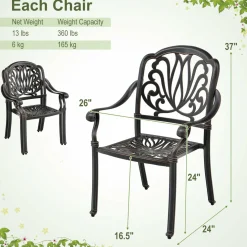 Tangkula Set of 2, Set of 4 Cast Aluminum Patio Dining Chairs, Stackable Outdoor Dining Chairs with Armrests