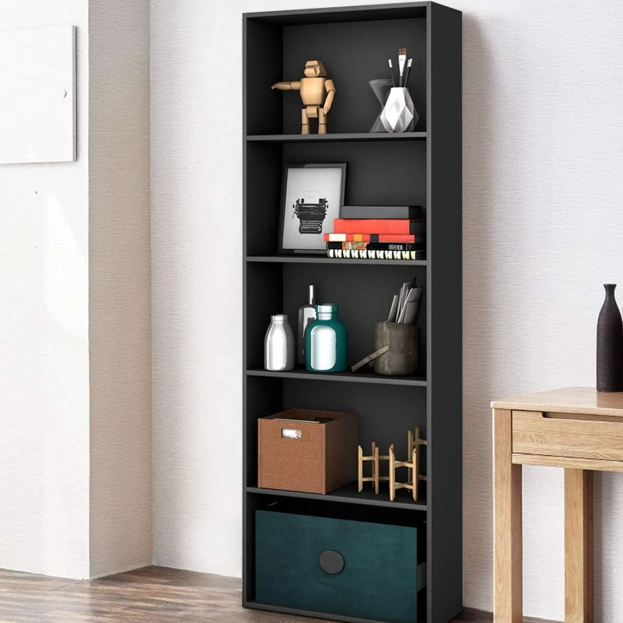 Tangkula 5-Shelf Bookcase, 23.5''L x 9.5''W x 67''H