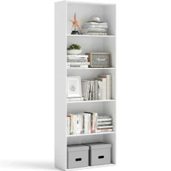 Tangkula 5-Shelf Bookcase, 23.5''L x 9.5''W x 67''H